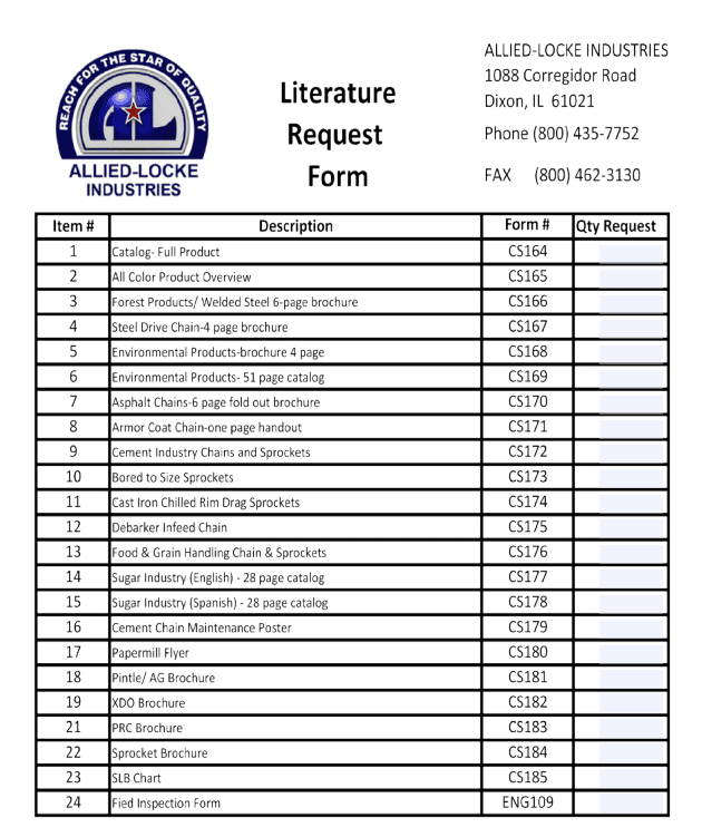 Literature Request Form